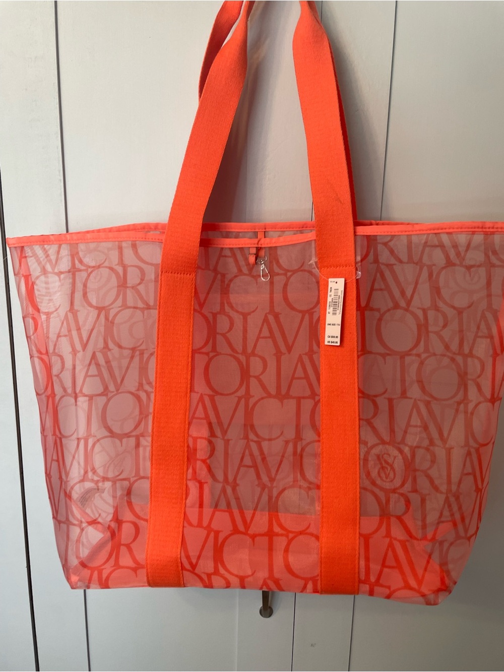 70 % OFF RETAIL NWT Victoria's Secret Neon Coral Logo Mesh Tote